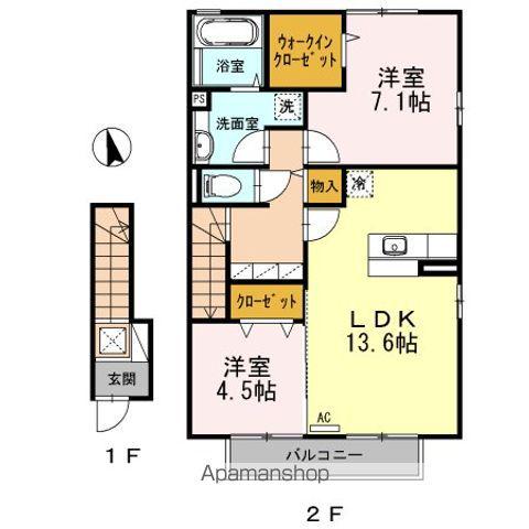 D-ROOM南花岡(2LDK/2階)の間取り写真