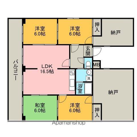 ドルチェ21 B(4LDK/4階)の間取り写真