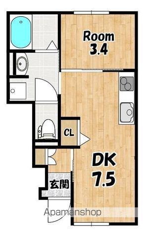 イースト COURT KANTA(1DK/1階)の間取り写真