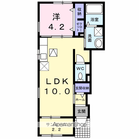 ラピィエル(1LDK/1階)の間取り写真
