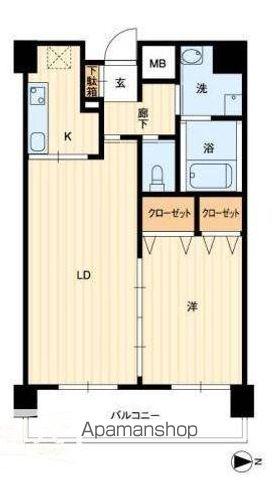 アルファレガロ栗林(1LDK/4階)の間取り写真