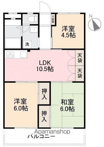 アルト木太Ⅰ(3LDK/2階)の間取り写真
