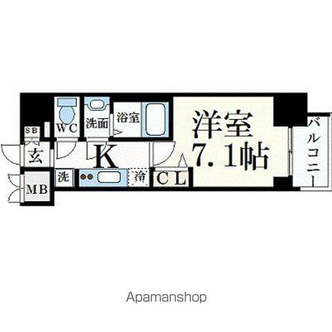 プレサンス桜通ベルノ(1K/14階)の間取り写真