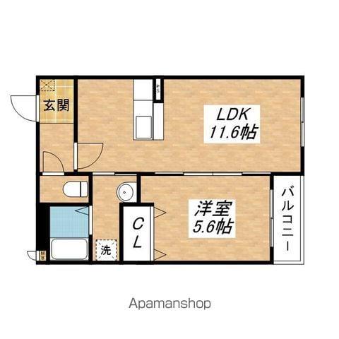アスルーニ(1LDK/1階)の間取り写真