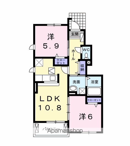 サニーヒルズA(2LDK/1階)の間取り写真