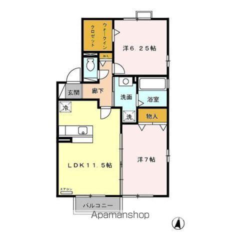 カンパーニュA(2LDK/2階)の間取り写真