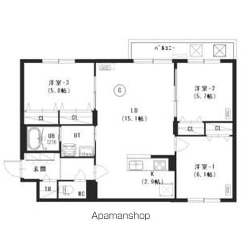 BLANC TERRACE 白石(3LDK/3階)の間取り写真