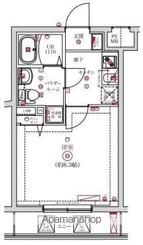 レンティーヴァ綾瀬(1K/4階)の間取り写真