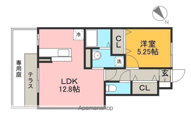 ボナール朝倉西町(1LDK/1階)の間取り写真