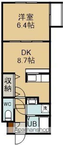 ノースコート深堀Ⅱ(1DK/3階)の間取り写真