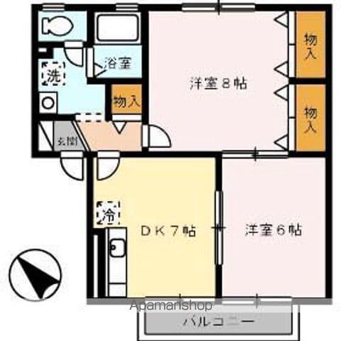 ヴィラアスカⅢ(2DK/2階)の間取り写真