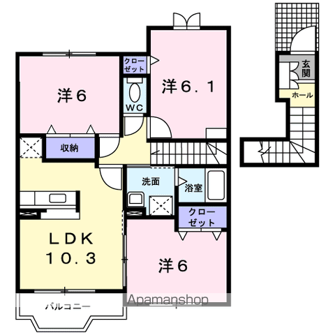 アルモニーⅡ(3LDK/2階)の間取り写真