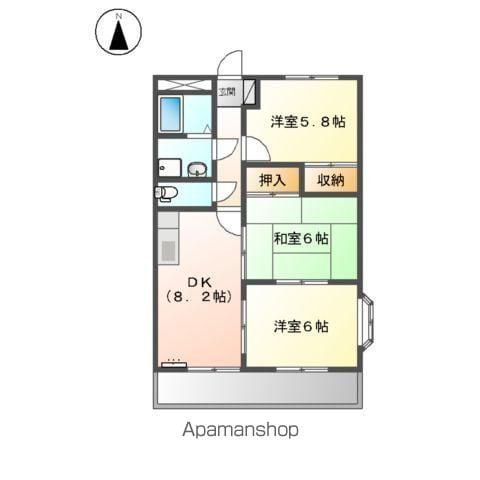 グランディール羽根(3DK/2階)の間取り写真
