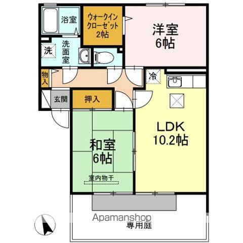 セジュール楠(2LDK/1階)の間取り写真