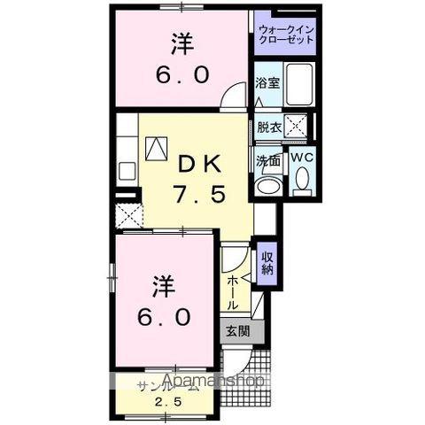 ペルソナⅢ(2DK/1階)の間取り写真