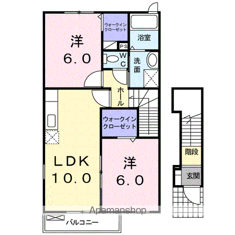 ラミアカーサ(2LDK/2階)の間取り写真