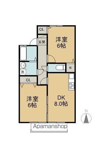 メゾン若宮(2DK/2階)の間取り写真