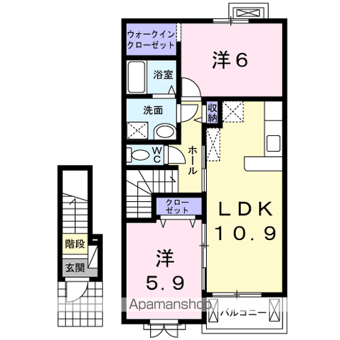 プリエール壱 A(2LDK/2階)の間取り写真