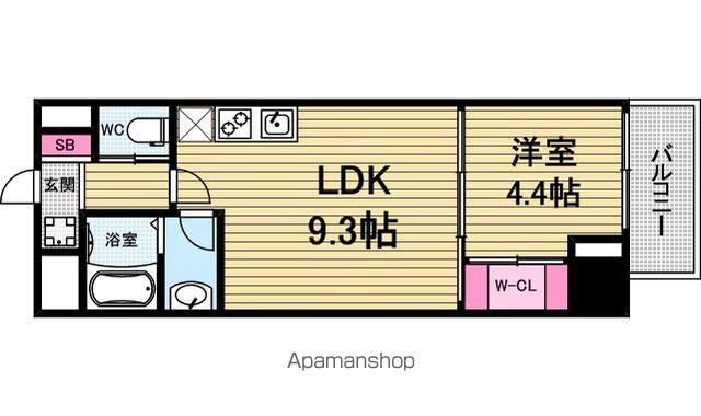 ブエナビスタ大手通(1LDK/6階)の間取り写真