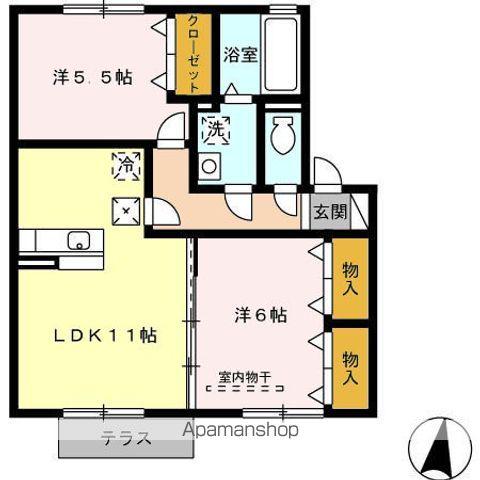 ラトンラヴールⅡ番館(2LDK/1階)の間取り写真