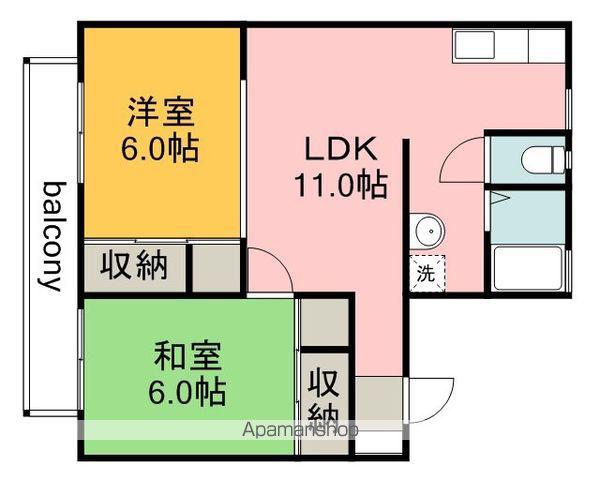 神賀グリーンハイツ2号棟(2LDK/1階)の間取り写真
