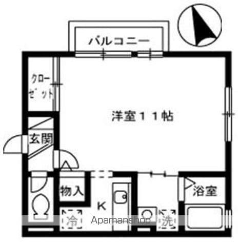 グランシャリオ(ワンルーム/2階)の間取り写真