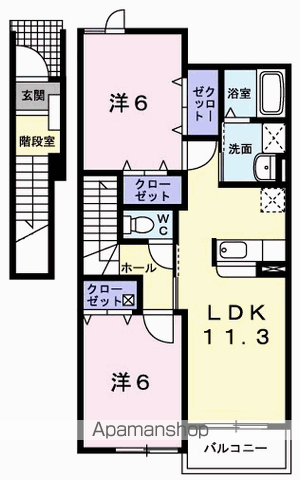 サニースクエアA(2LDK/2階)の間取り写真