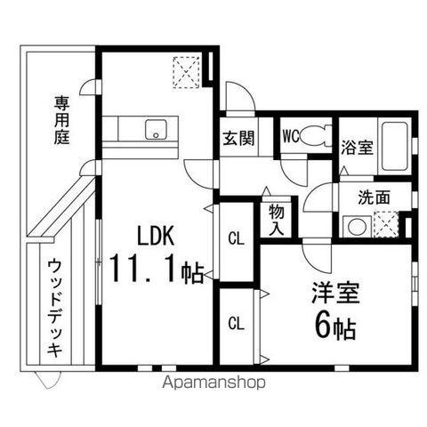 コンフォート・ルピナス(1LDK/1階)の間取り写真