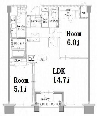 エンクレスト呉服町(2LDK/15階)の間取り写真