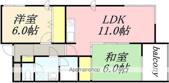 アスティオン奥沢(2LDK/4階)の間取り写真