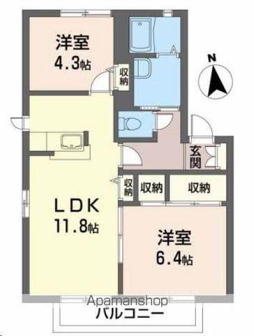 グリーンフィールズⅠ(2LDK/2階)の間取り写真