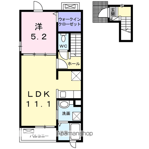 アドニス(1LDK/2階)の間取り写真