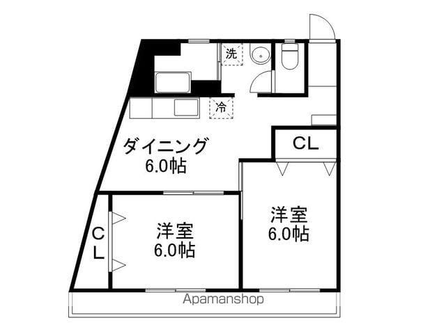 第1梅香園ビル(2DK/7階)の間取り写真
