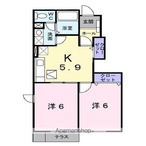 ベルオーブメゾンA(2K/1階)の間取り写真