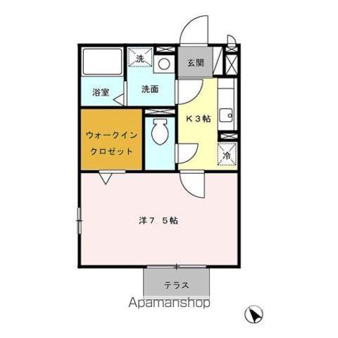 T・Kブラウン(1K/1階)の間取り写真