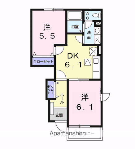 ハーブコートA(2DK/1階)の間取り写真
