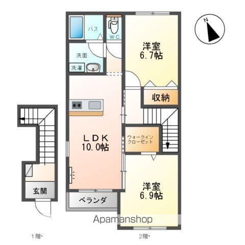 ヴァン ヴェール(2LDK/2階)の間取り写真