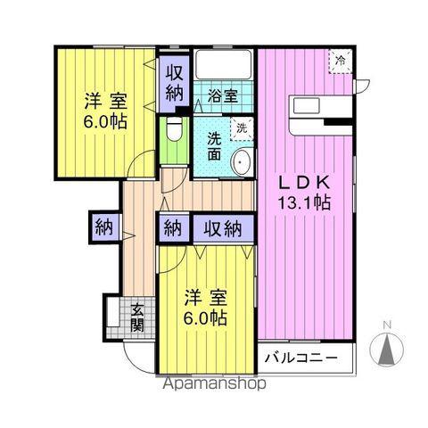 ディオパラッツォⅠ(2LDK/1階)の間取り写真