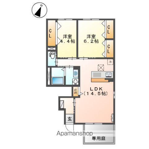 アルページュ(2LDK/1階)の間取り写真