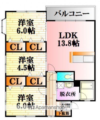 メープルNAKAGAWA(3LDK/2階)の間取り写真