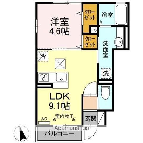 ユーフォリア・Y(1LDK/1階)の間取り写真