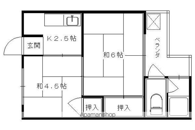 コーポ三谷(2K/2階)の間取り写真