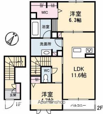 エスポワール戸坂山崎(2LDK/2階)の間取り写真