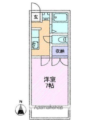 リバーサイド津留(1K/1階)の間取り写真