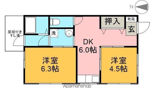 フラット愛宕(1LDK/1階)の間取り写真