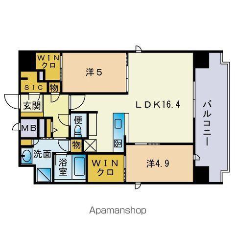 アトリオフラッツ大博町(2LDK/10階)の間取り写真