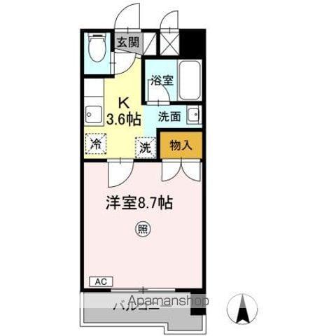 アムールシャトー(1K/8階)の間取り写真