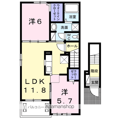メゾン・ド・アマリリオⅠ(2LDK/2階)の間取り写真