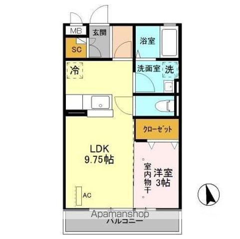 PARKⅠ(1LDK/3階)の間取り写真
