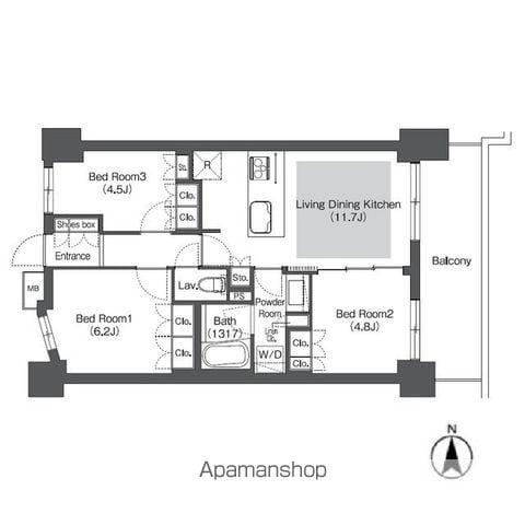 コンフォリア成増グリーンサイド(3LDK/4階)の間取り写真